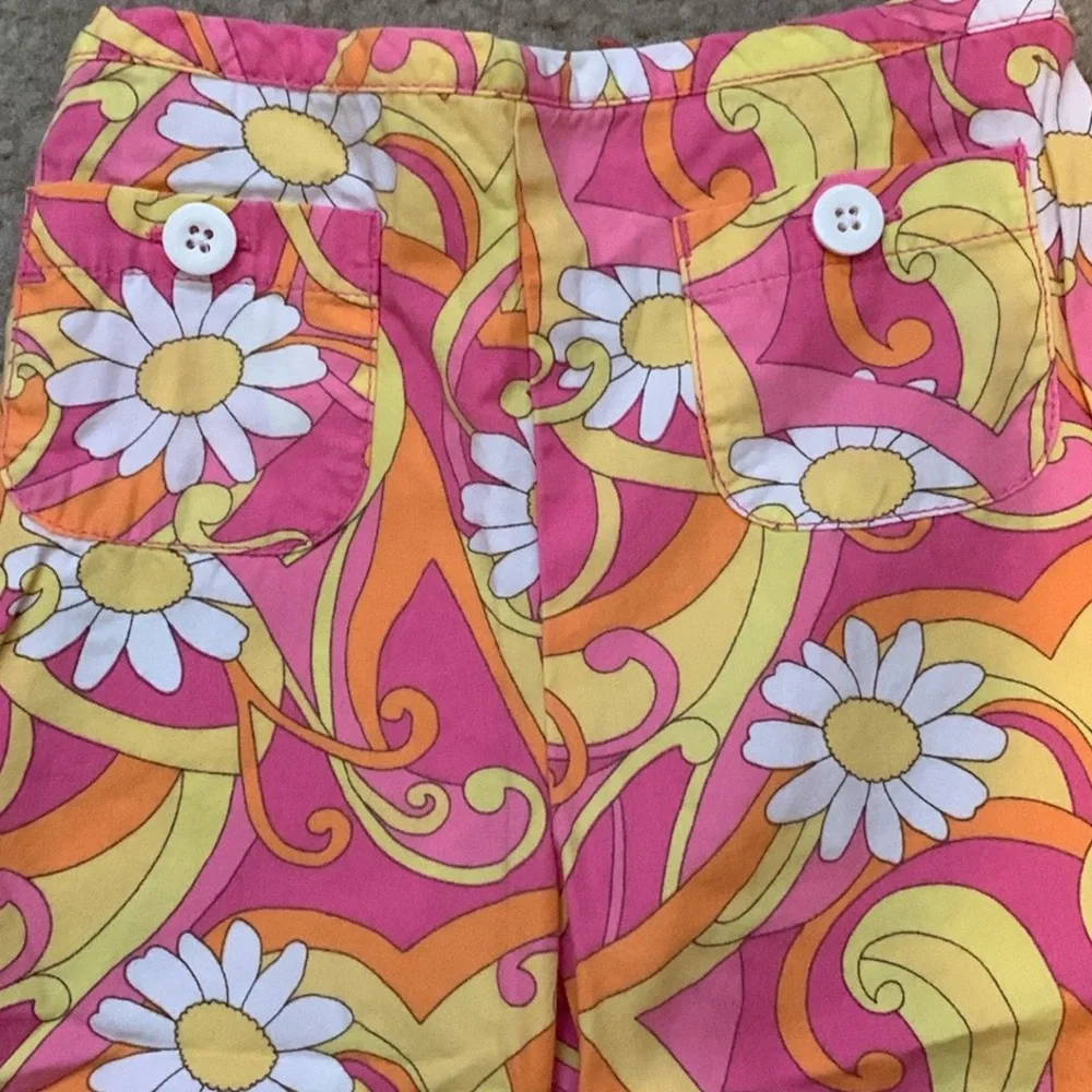 Vintage Gymboree Sunshine Daydreams Daisy Floral Capri Pants Size 2T Pink